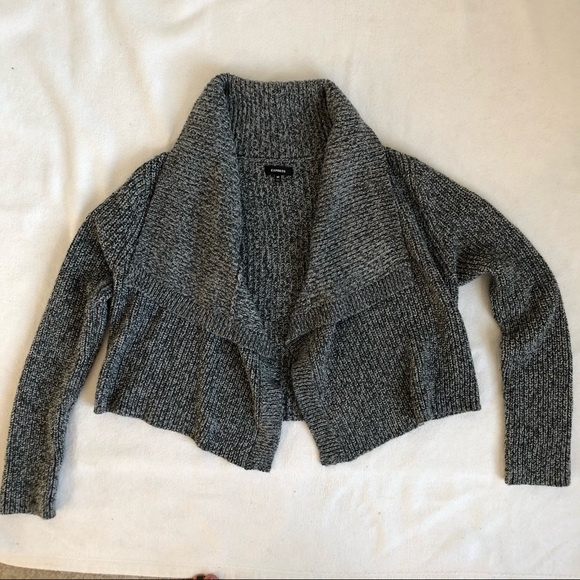 Express Marled Waterfall Cropped Cardigan Sweater Jacket, size Medium - Picture 14 of 16